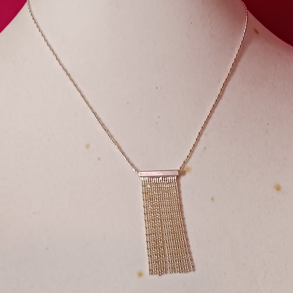Vintage Sterling Silver Plated Fringe Tassel Necklace - Picture 2 of 8
